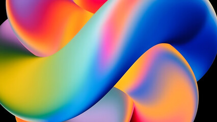 Vibrant abstract swirls of color flowing together in a smooth gradient blend against a dark background.