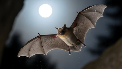Echolocation Navigator: Bat in Moonlight Flight