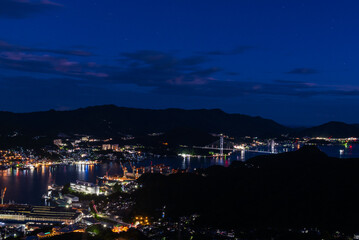 Spectaculair night view on Nagasaki bay from Mt. Inasa which is considered one of the world&rsquo;s most beautiful views, Nagasaki, Japan
