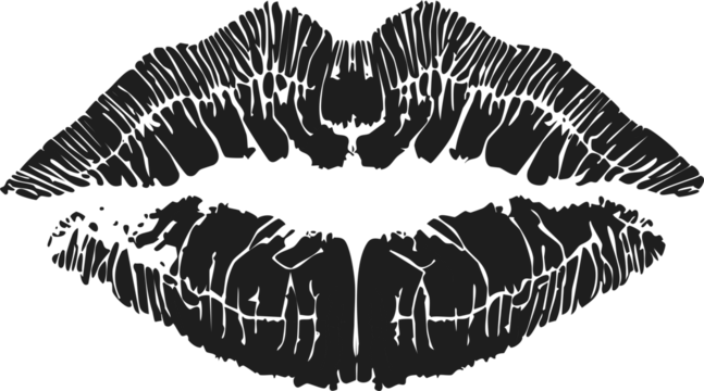 Beautiful red lips isolated on transparent background. red lipstick kiss . lips with lipstick mark on a white background