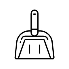 Obraz premium Line drawing of a dustpan with a handle on a white background 