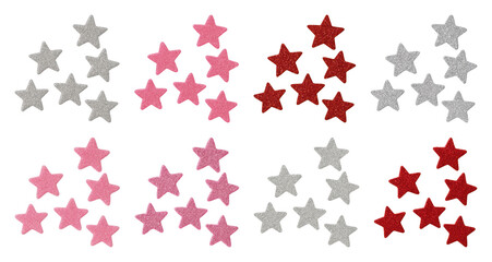 PNG Colorful glittery star stickers, element set on transparent background