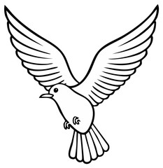 Obraz premium Stylized Line Art of a Bird in Flight, Depicting Peace and Freedom, simple bird illustration