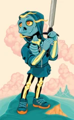 Fototapete Kinderzimmer Horror cartoon version of the Page of Swords. Vector illustration.   © ddraw