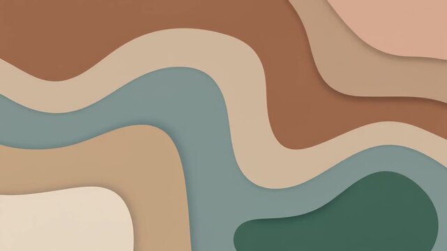 Seamless Looping Abstract Flowing Waves Background. Retro Earth Tone Color Palette Motion Graphic with Fluid Movement and Minimalist Design for Presentation or Website Wallpaper