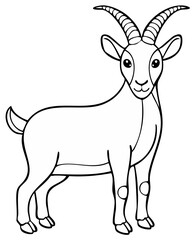 Obraz premium Cute cartoon goat or ibex vector line art illustration for a childrens coloring book page