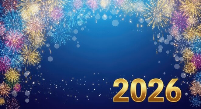 Fireworks Festival 2026: A vibrant and colorful fireworks display illuminates the night sky, creating a dazzling spectacle, celebrating the arrival of the New Year.