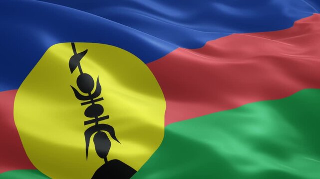 Vibrant New Caledonia flag waving proudly in the wind, embodying national pride and cultural identity, ideal for travel, news, and patriotic content