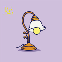 Cute Antique Lamp Illustration with Glowing Bulb