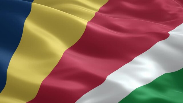 Dynamic flowing Seychelles flag waving gracefully creates a sense of national pride and identity, perfect for travel documentaries or patriotic events