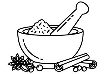 Mortar and pestle illustration showcasing traditional herbal medicine preparation method