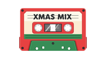 Naklejka premium Retro 80s Cassette Tape Christmas Mix Vector