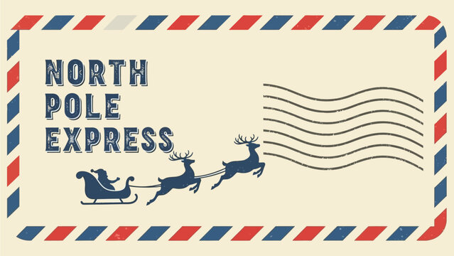 Vintage North Pole Express Air Mail Stamp Vector