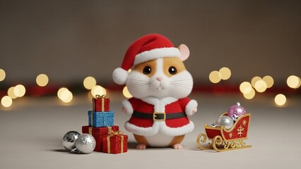 Plush Hamster Dressed as Santa