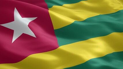 Dynamic Togo flag waving proudly, conveying national pride and patriotic spirit for travel, culture, and global citizenship marketing campaigns