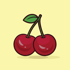 Cute cartoon cherry fruit vector design illustration
