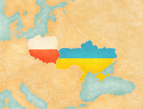 Map of Poland and Ukraine