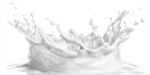 A splash of milk captured mid-air forming a crown shape, ultra-clean white background
