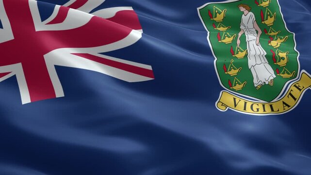 British Virgin Islands flag waving proudly in the wind, symbolizing national pride and patriotic spirit, perfect for travel documentaries and educational resources