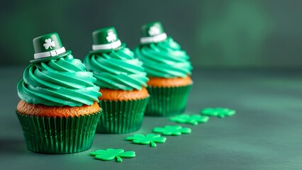 Lucky shamrock cupcakes for St Patrick's Day celebration