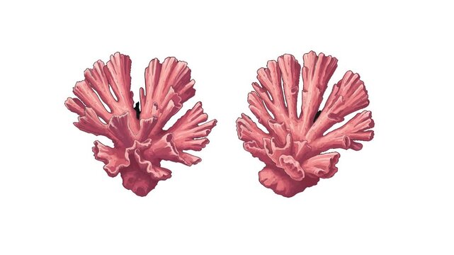 Vibrant coral duo illustration set against a clean white backdrop, perfect for design needs