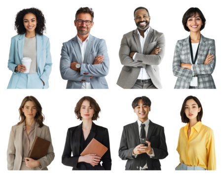 PNG Diverse professionals smiling confidently, element set on transparent background - Powered by Adobe