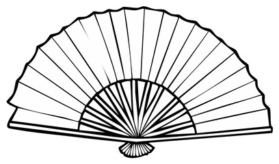 Elegant Folding Fan Line Art: A Handheld Device for Cooling and Fashion with Delicate Design, a Decorative Object