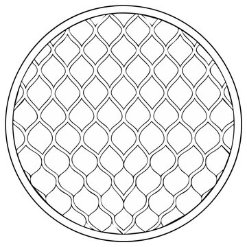 Elegant Circular Lattice Pattern, Ornamental Trellis Design, Repeated Curved Grid