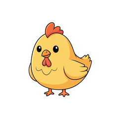 Adorable Cartoon Chicken Illustration with Playful Design and Vibrant Colors.