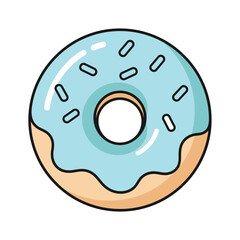 Delicious Donut with Blue Icing and Sprinkles Illustration.