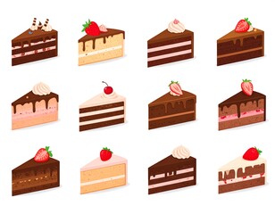 Delicious assortment of cake slices with various toppings, a delectable dessert collection