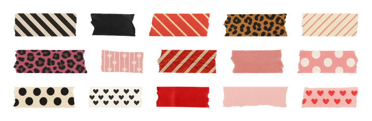 Fototapeta premium PNG Colorful decorative washi tape collection, element set on transparent background