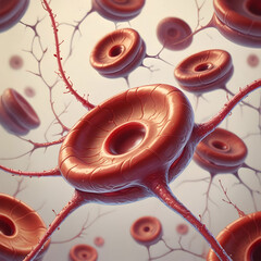 Realistic blood cells flowing through human vein with depth perspective medical anatomy visualization isolated background science illustration concept detailed render