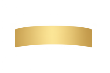 Gold banner with smooth curve, luxurious metallic empty ribbon label tag, blank premium design element having transparent background