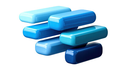 Pill Stacked: An artfully arranged collection of vibrant, blue pills, showcasing a spectrum of shades and textures in a minimalistic arrangement. 
