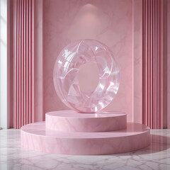 Pink podium winner minimal product display pedestal empty studio scene cosmetic beauty and fashion banner concept on pink background 3d illustration rendering