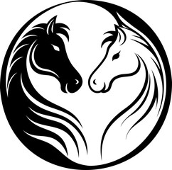 Horse silhouette hand drawing logo design