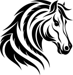 Horse silhouette hand drawing logo design