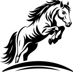 Horse silhouette hand drawing logo design