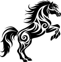 Horse silhouette hand drawing logo design