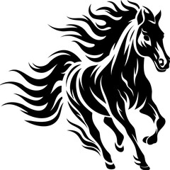 Naklejka premium Horse silhouette hand drawing logo design