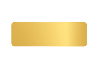 Gold metallic rectangle banner with rounded corners, a smooth gradient, and shiny texture on transparent background