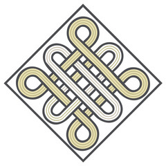 Stylized Geometric Knot Design Intersecting Lines and Loops