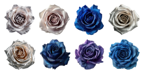 PNG Elegant multicolored realistic roses, element set on transparent background