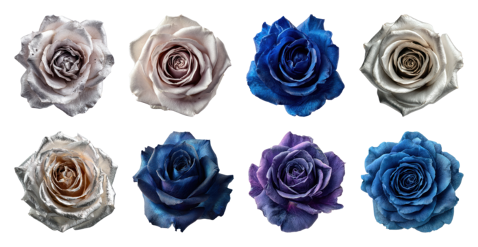PNG Elegant multicolored realistic roses, element set on transparent background