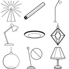 Abstract white light source with emanating rays icon