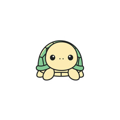 Adorable Cartoon Turtle with Big Eyes and Green Shell.
