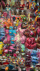 Fototapeta premium Christmas sweet candies, candies at the fair in Poland. Background