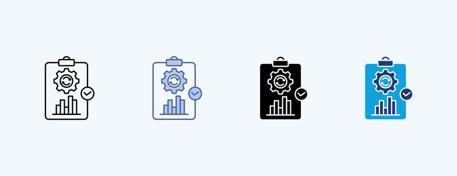 Statistical Process Multiple Icon Illustration Vector