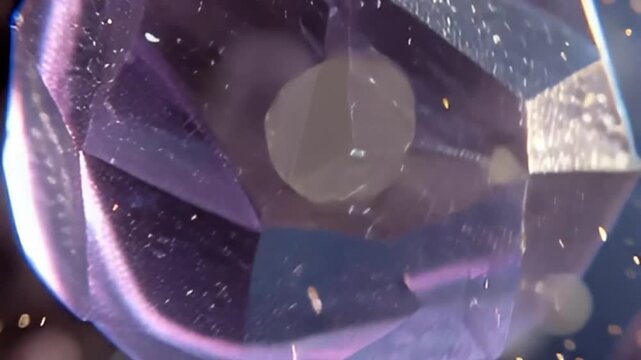 Macro shot of amethyst gemstone with inclusions, showcasing its intricate details and captivating crystalline structure up close